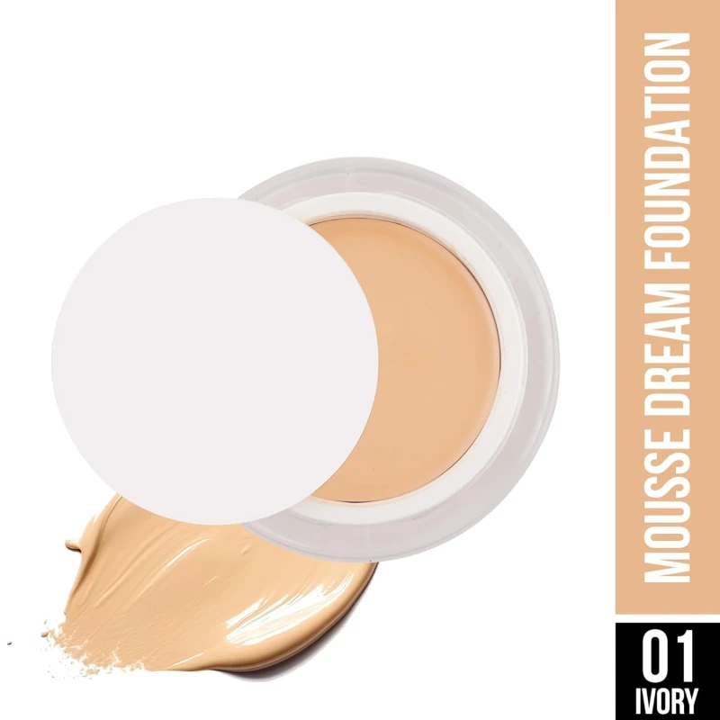 PREMIUM Mousse Dream Foundation | Lightweight & Buildable | Mousse Long Lasting & Flawless Matte Finish Foundation- 25g (Ivory | Shade 01) SH-7711 thumbnail 3